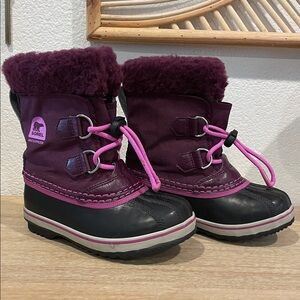Sorel Kids' Plum and Black Snow Boots
